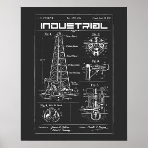 Affiche Plan industriel : Mécanique de plate-forme pétroli