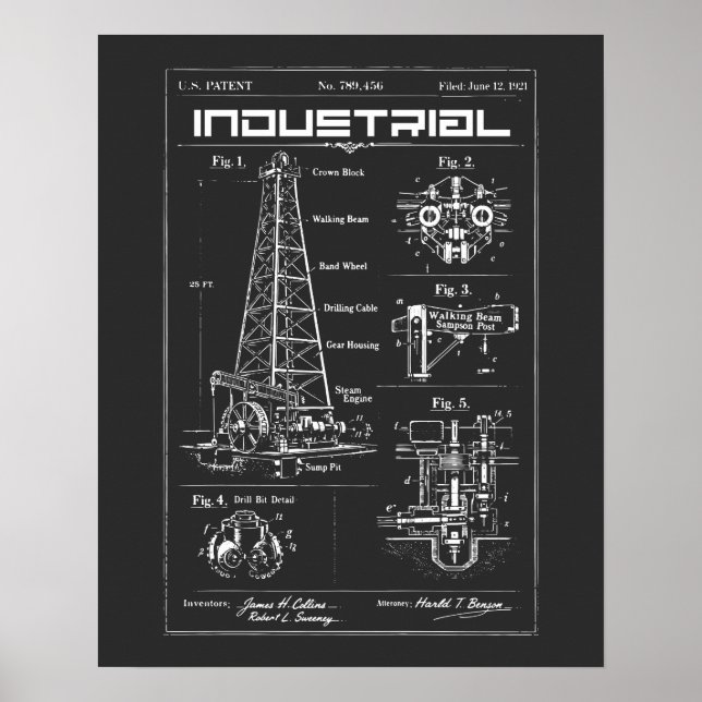Affiche Plan industriel : Mécanique de plate-forme pétroli (Devant)