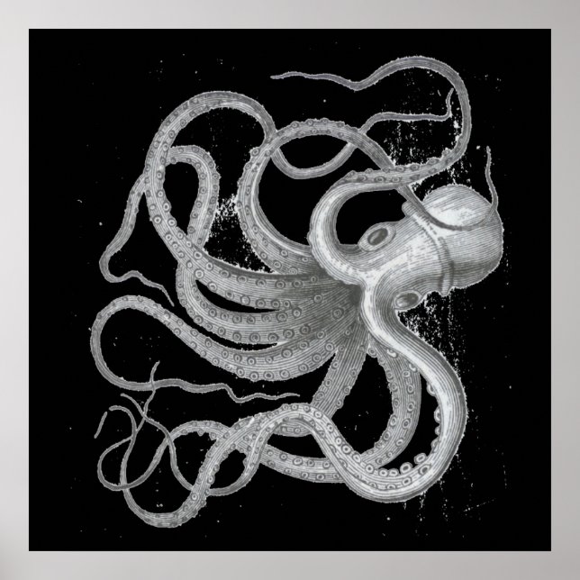 Affiche Plan Kraken Vintage de pieuvre à vapeur nautique (Devant)