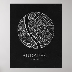 Affiche Plan minimaliste de Budapest City