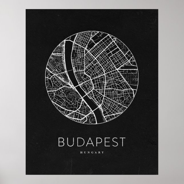 Affiche Plan minimaliste de Budapest City (Devant)