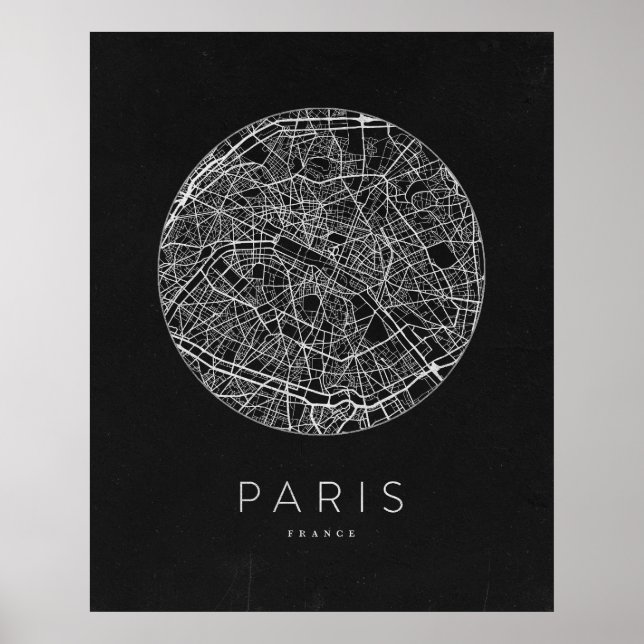 Affiche Plan minimaliste de Paris (Devant)