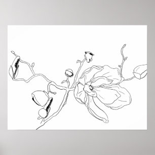 Affiche Plan minimaliste Fleur simple Magnolia