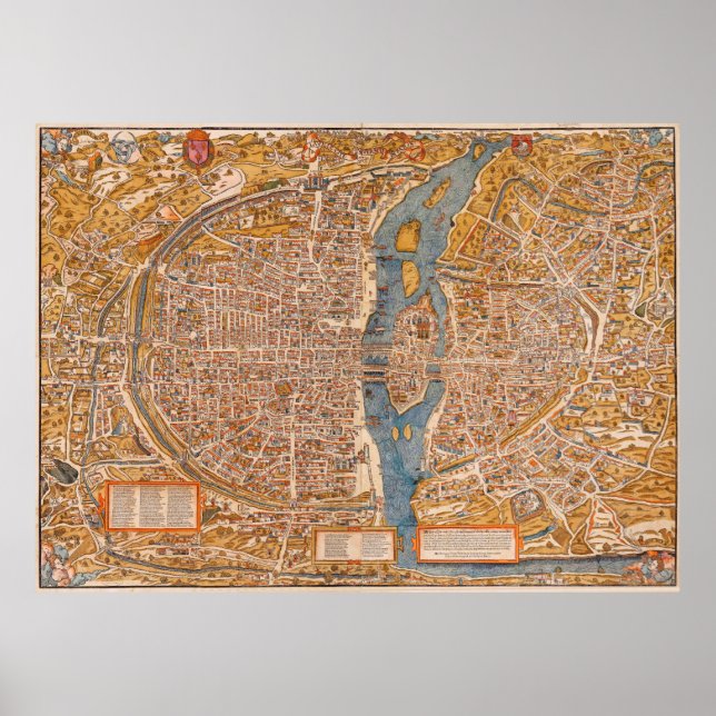 Affiche Plan of Paris by Truschet et Hoyau (1553) (Devant)