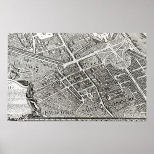 Affiche Plan of Paris, known as the 'Plan de Turgot'
