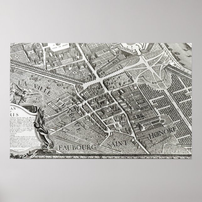 Affiche Plan of Paris, known as the 'Plan de Turgot' (Devant)