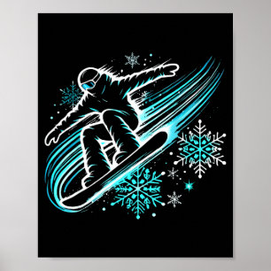 Affiche Planche à neige drôle Planche à neige Planchiste à