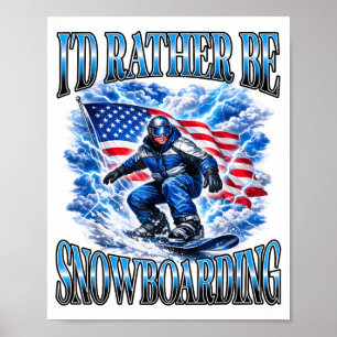 Affiche Planche à neige patriotique drapeau américain spor