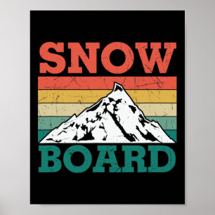 Affiche Planche à neige rétro vacances snowboarding ski pl