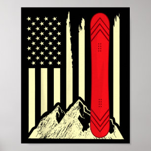Affiche Planche à neige Ski Planche à neige Drapeau Améric