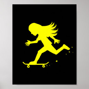 Affiche Planche à roulettes Adolescente Jeune Fille Skateu