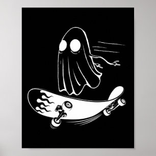 Affiche Planche à roulettes fantôme drôle skateboard pares