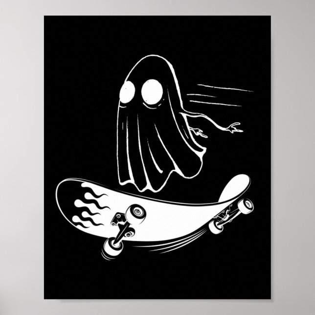 Affiche Planche à roulettes fantôme drôle skateboard pares (Devant)