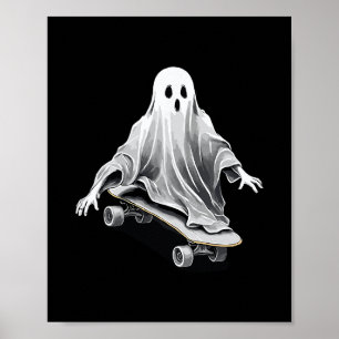 Affiche Planche à roulettes fantôme drôle skateboarding pa