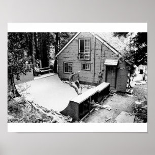 Affiche Planche à roulettes, imprimé noir et blanc