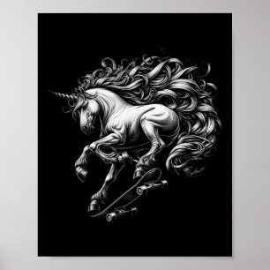 Affiche Planche à roulettes Licorne Créature Mythique Sauv