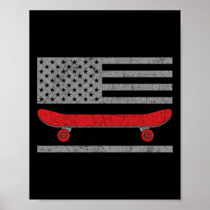 Affiche Planche à roulettes Planche American Flag Skateboa