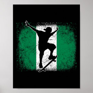 Affiche Planche à roulettes Planche Nigeria Drapeau nigéri
