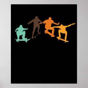 Affiche Planche à roulettes Rétro Skateur Planche à roulet