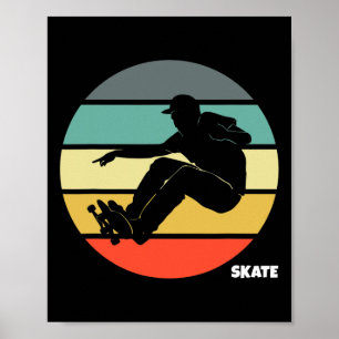 Affiche Planche à roulettes Rétro Vintage Skateboardeur Sk