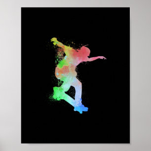 Affiche Planche à roulettes Skateur Splash d'eau Skateur -