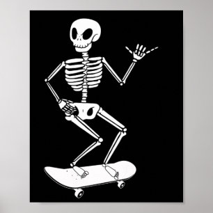 Affiche Planche à roulettes squelette d'Halloween Planche 