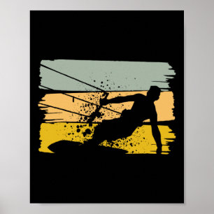 Affiche Planche à voile vintage, kiteboarding, kite, sport