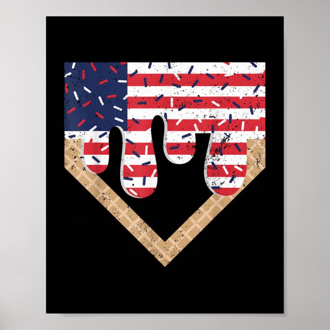 Affiche Planche de baseball Boy Crème de glace Patriotique (Devant)