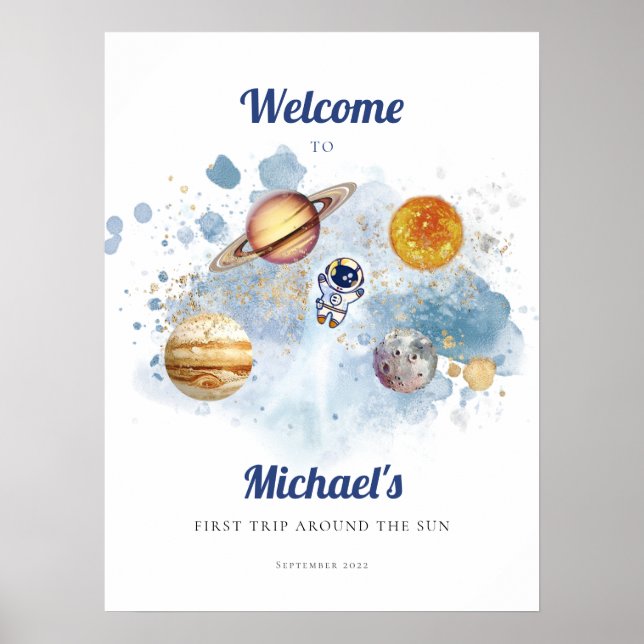 Affiche Planche de mousse d'anniversaire de la fusée spati (Devant)