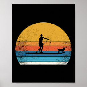 Affiche Planche de paddle gonflable drôle de chien de SUP 