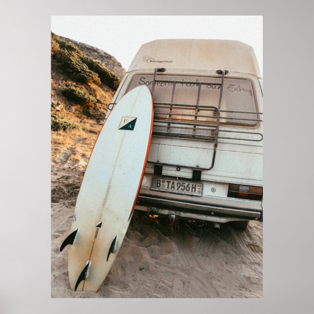 Affiche Planche de surf blanche et noire (Devant)