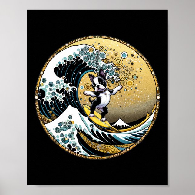 Affiche Planche de surf Dancing Dog Great Wave Surfing - B (Devant)