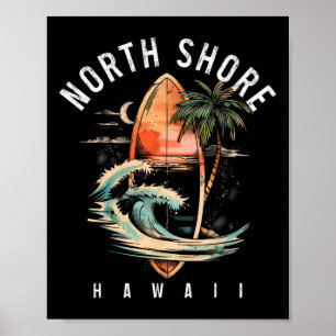 Affiche Planche de surf North Shore Hawaii Oahu Haleiwa Su