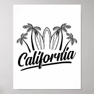 Affiche Planche de surf Palm California Beach Cool Voyageu