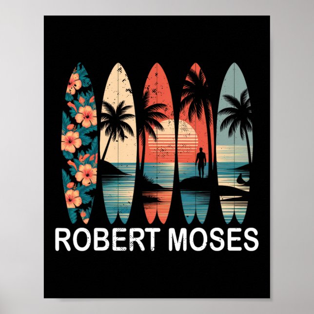 Affiche Planche de surf Robert Moses Surfing Retro _1  (Devant)
