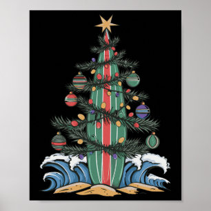 Affiche Planche de surf Sapin de Noël _1