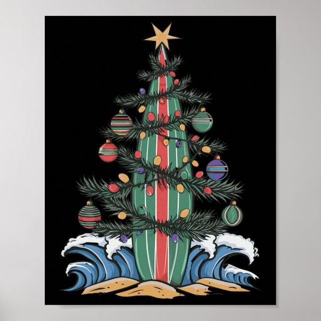 Affiche Planche de surf Sapin de Noël _1 (Devant)