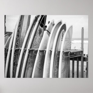 Affiche Planche de surf sur Beach Rack Coastal Art