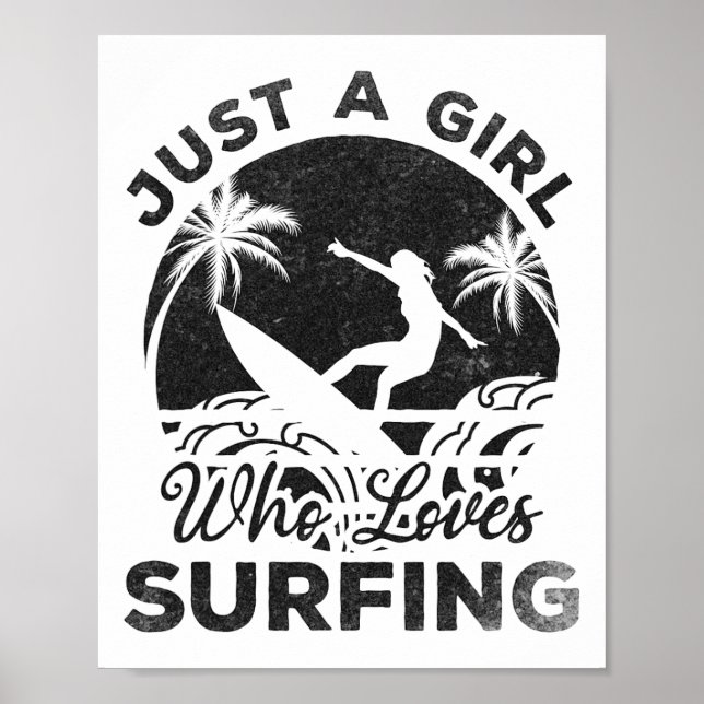 Affiche Planche de surf Surfing - Juste une fille qui aime (Devant)