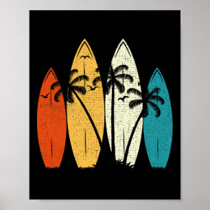 Affiche Planche de surf vintage plage surf surfeur vague s