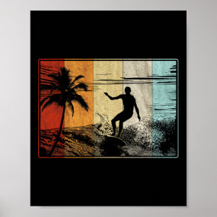 Affiche Planche de surf vintage rétro surfer de plage