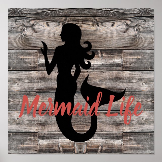 Affiche planche en bois nautique MERMAID LIFE (Devant)