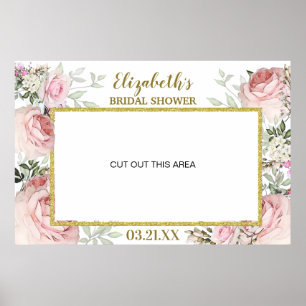Affiche Planche florale rose pâle or Photo Booth Frame Pro
