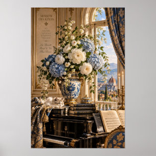 Affiche Planche murale florale de piano vintage Florence