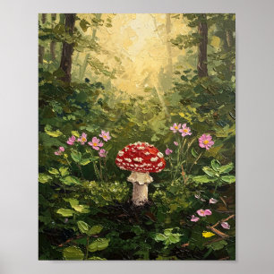 Affiche Plancher de la Forêt de Champignons Art Cottagec