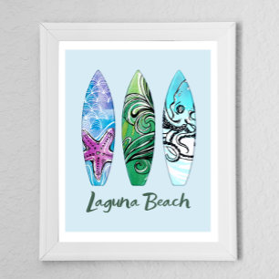Affiche Planches de surf de Laguna Beach Californie