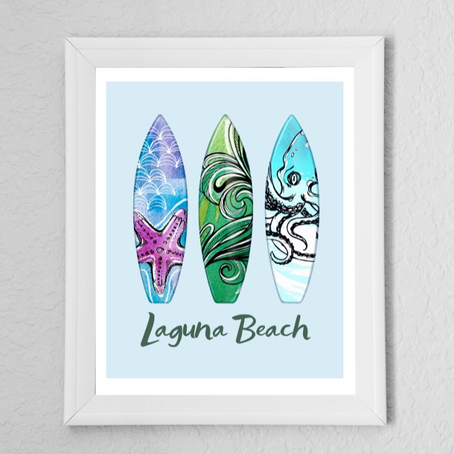 Affiche Planches de surf de Laguna Beach Californie  (Créateur téléchargé)