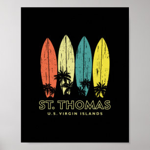 Affiche Planches de surf rétro St Thomas Vintage pour garç