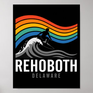 Affiche Planchiste de Rehoboth Beach Delaware Surfant Homm