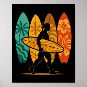 Affiche Planchiste de surf d'été Vague Surf Surfboard Plag
